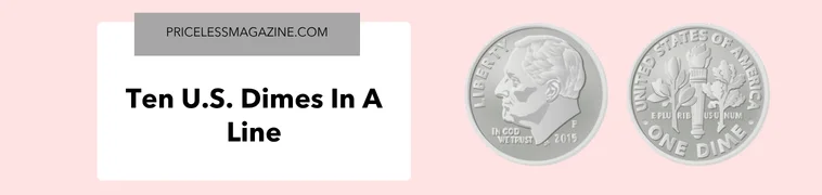 Ten U.S. dimes in a line