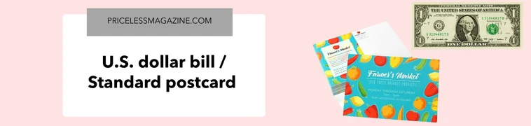 U.S. dollar bill standard postcard long side