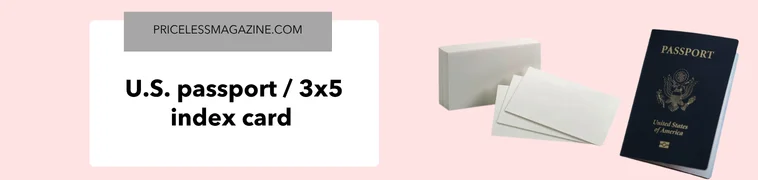 U.S. passport height 3×5 index card long side