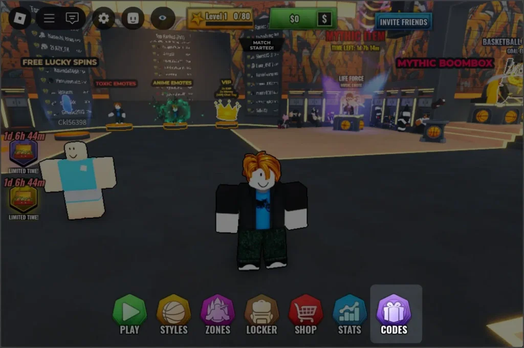 Go to the Home Screen and Locate the “Codes” Button