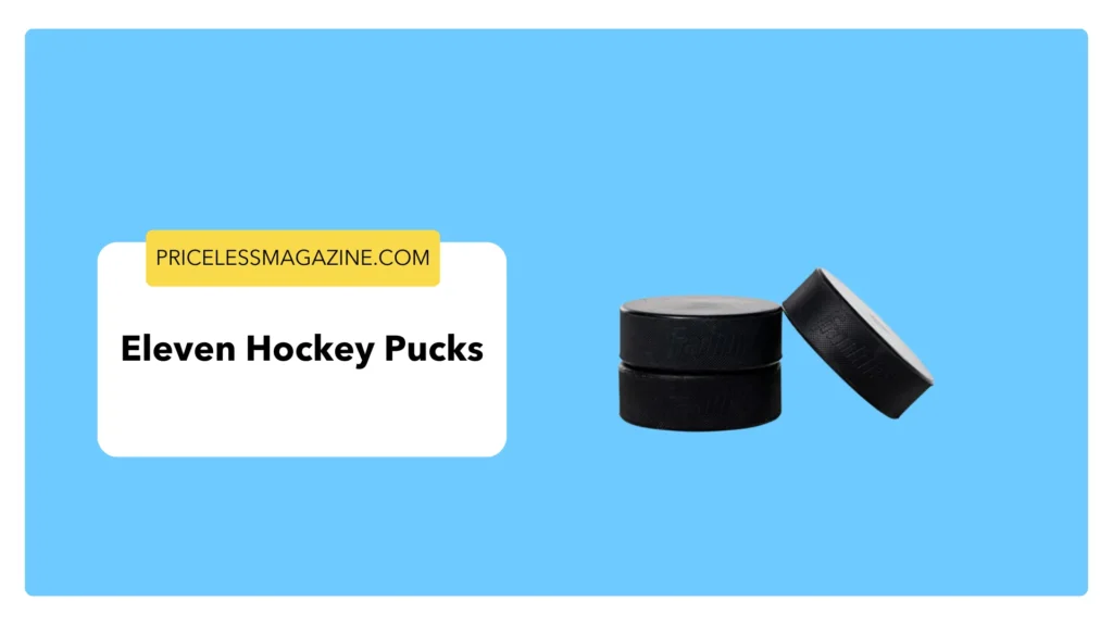 Eleven Hockey Pucks